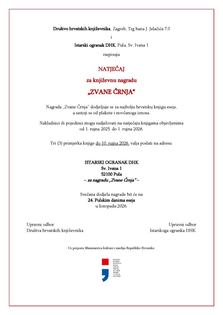 Contest for the "Zvane Črnja" Award 2026